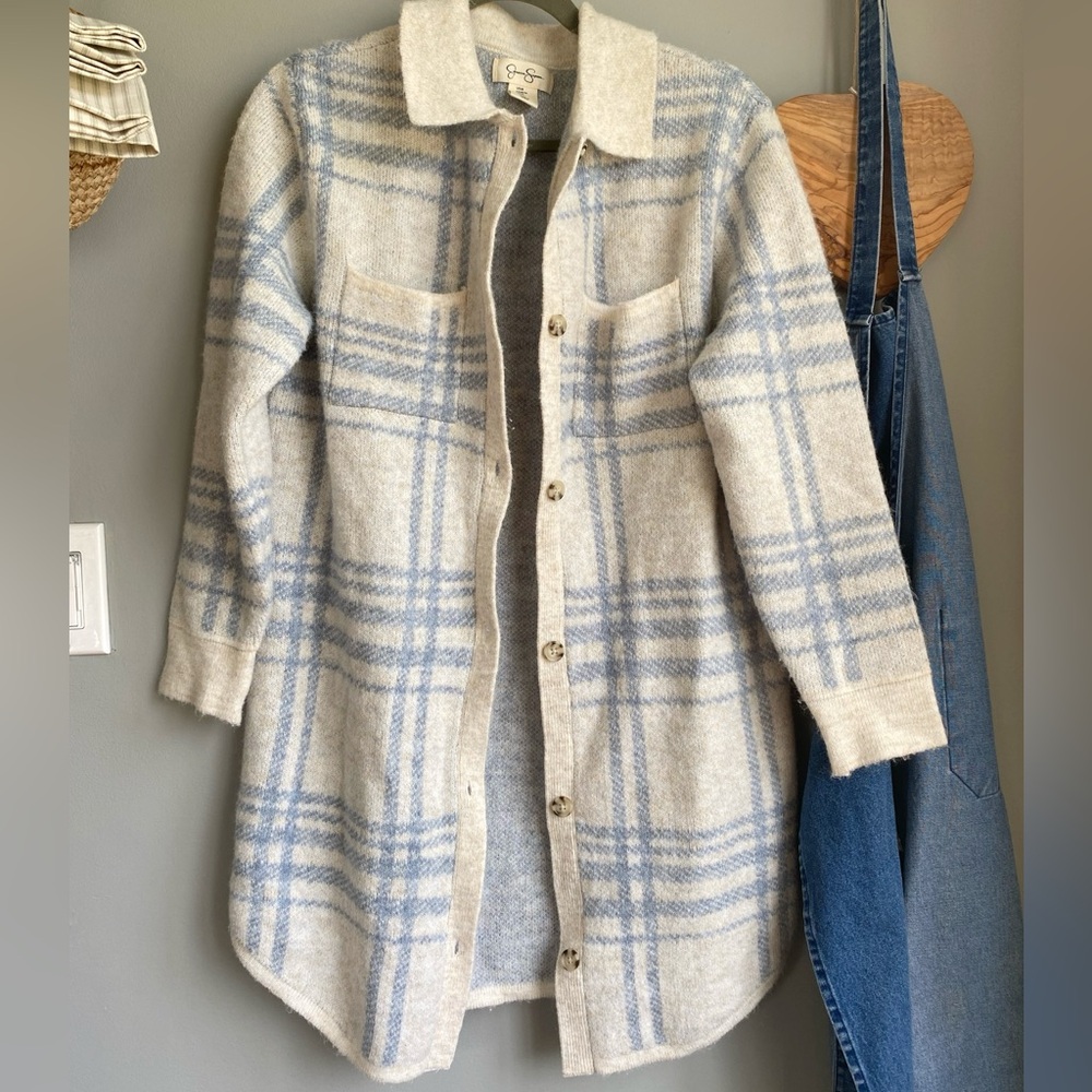 Jessica Simpson Plaid Shacket Style Super Soft Cardigan